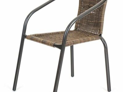 Stalowe krzesełko RATTAN brąz