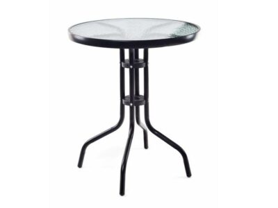 Stół metalowy ze szklanym blatem